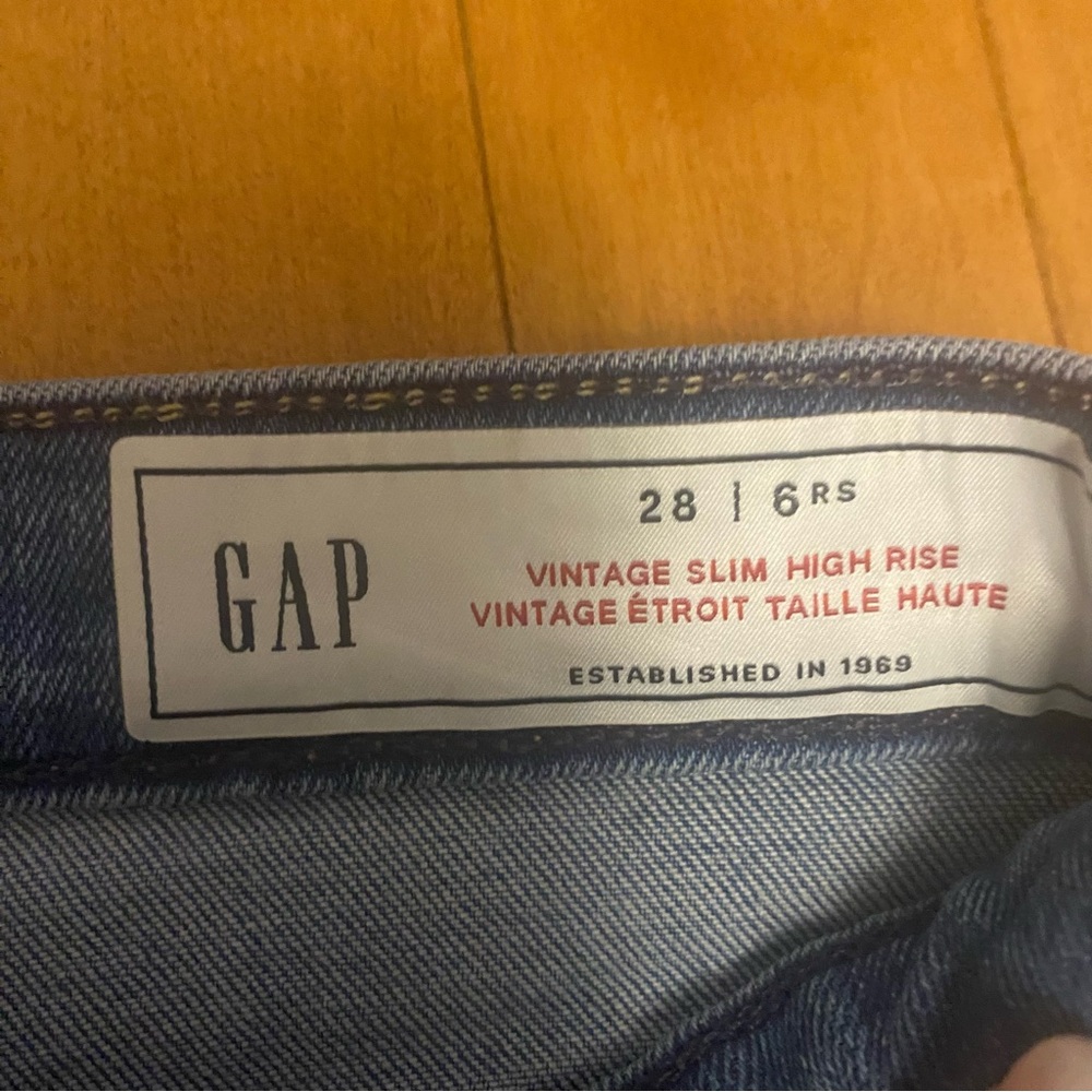 GAP Size 28 6 Vintage Slim High Rise Blue Raw Hem Slits to Hem Women's Jeans New - Picture 4 of 12